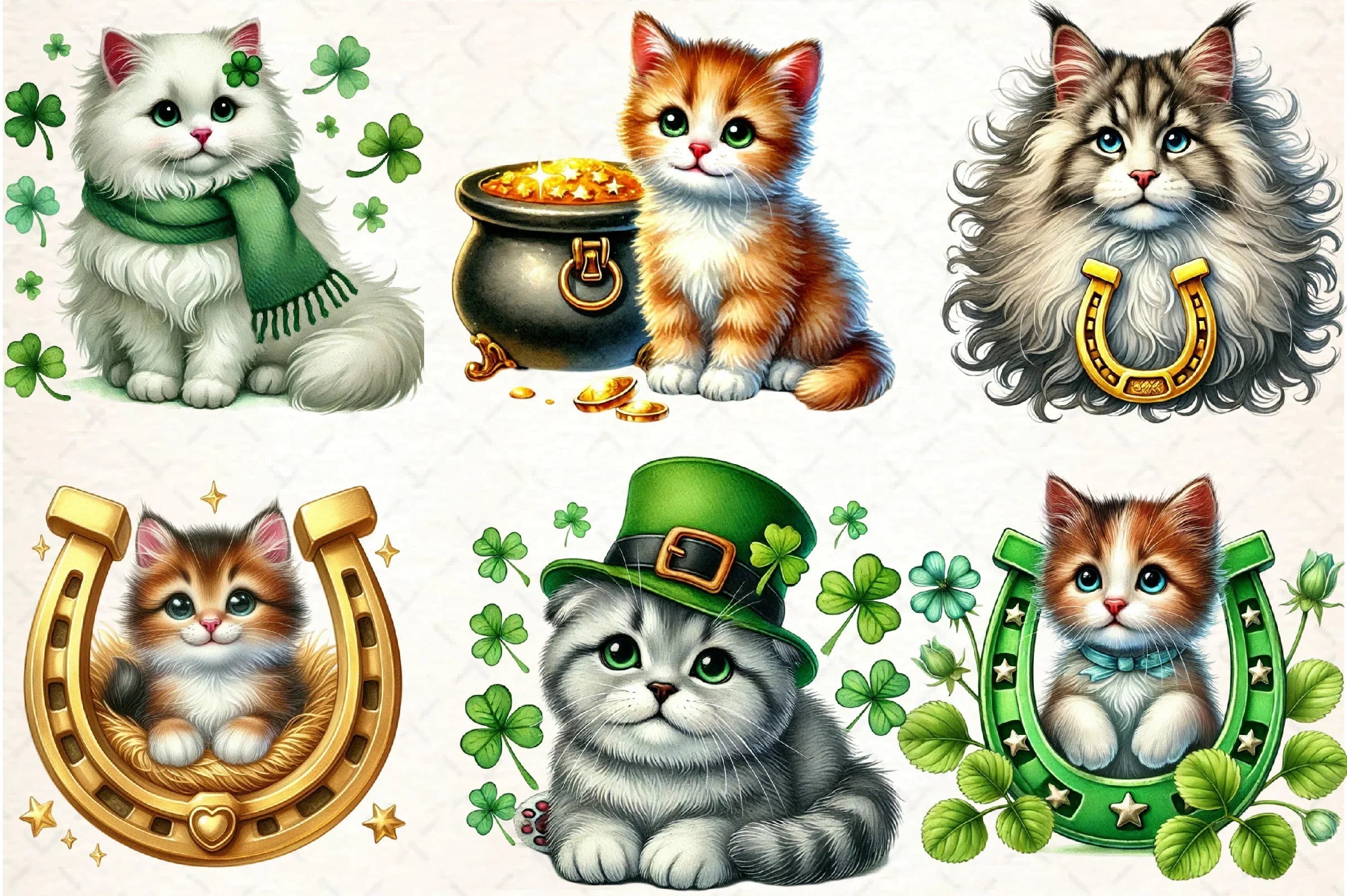 St. Patrick's Day Cat Clipart Bundle - CraftNest - Digital Crafting and Art