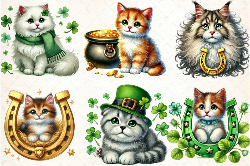 St. Patrick's Day Cat Clipart Bundle - CraftNest - Digital Crafting and Art