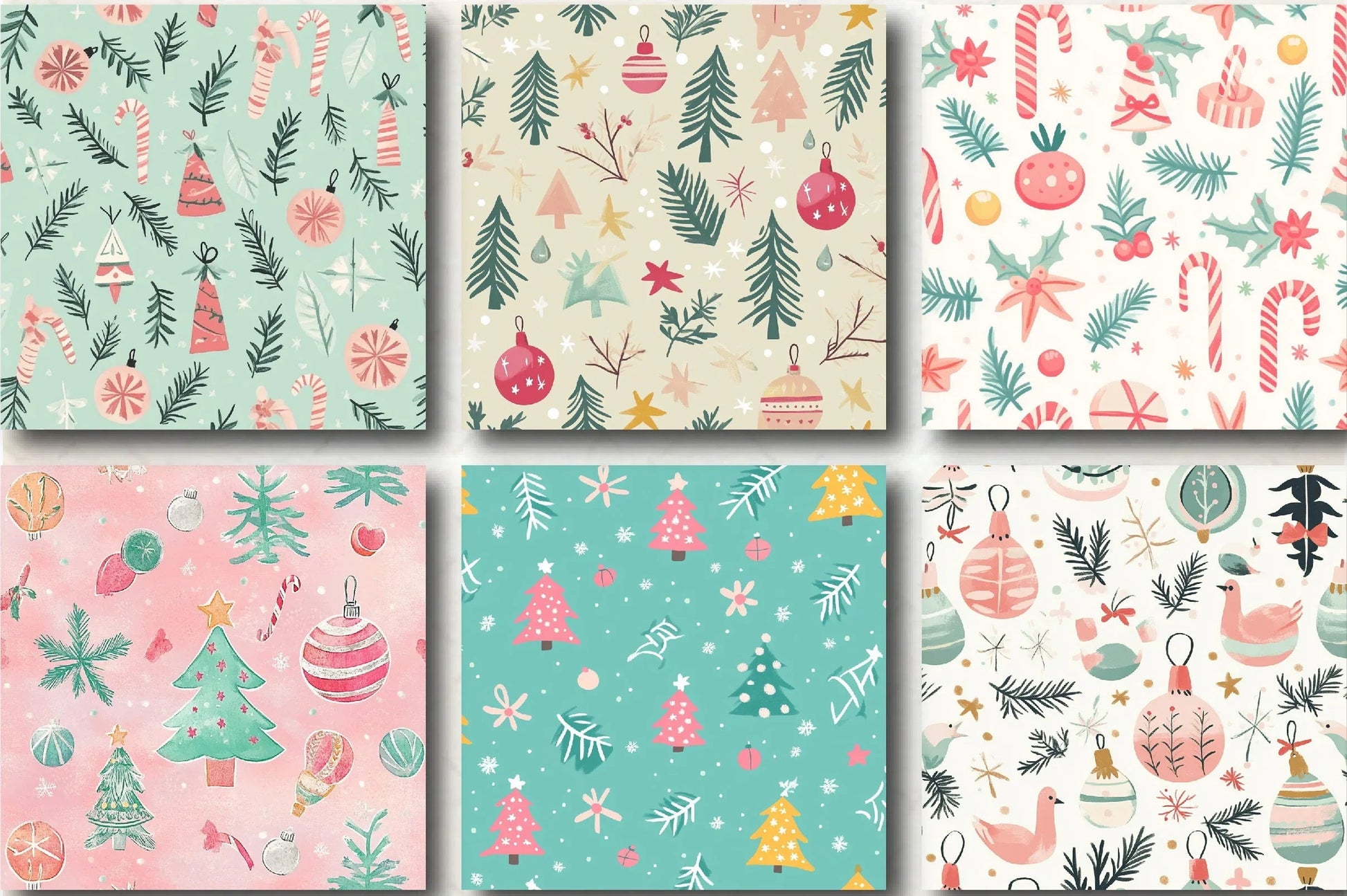 Merry & Bright Pastel Christmas Patterns Clipart Bundle - CraftNest - Digital Crafting and Art