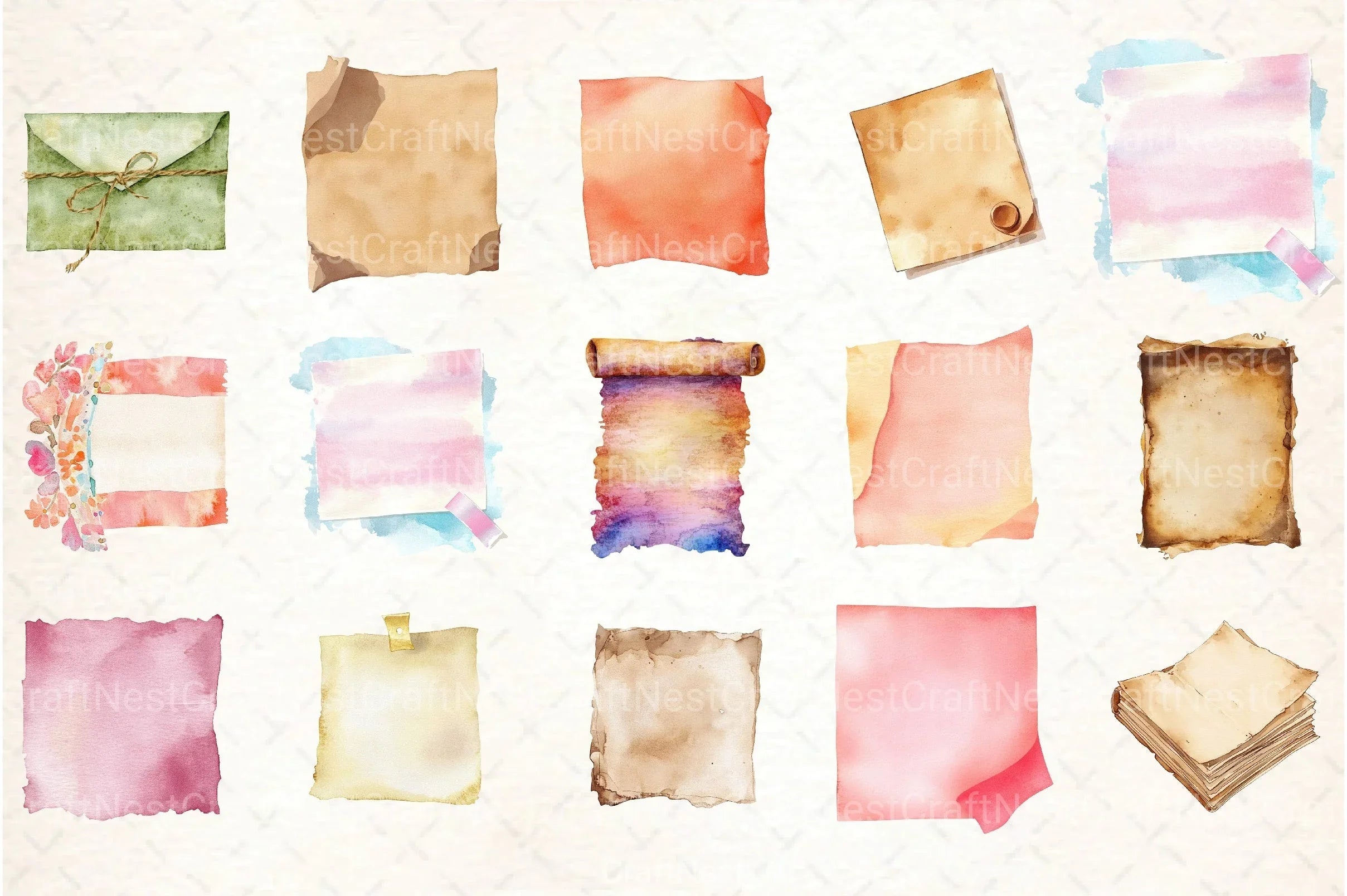 Boho Paper Note & Sticky Clipart Bundle - CraftNest - Digital Crafting and Art