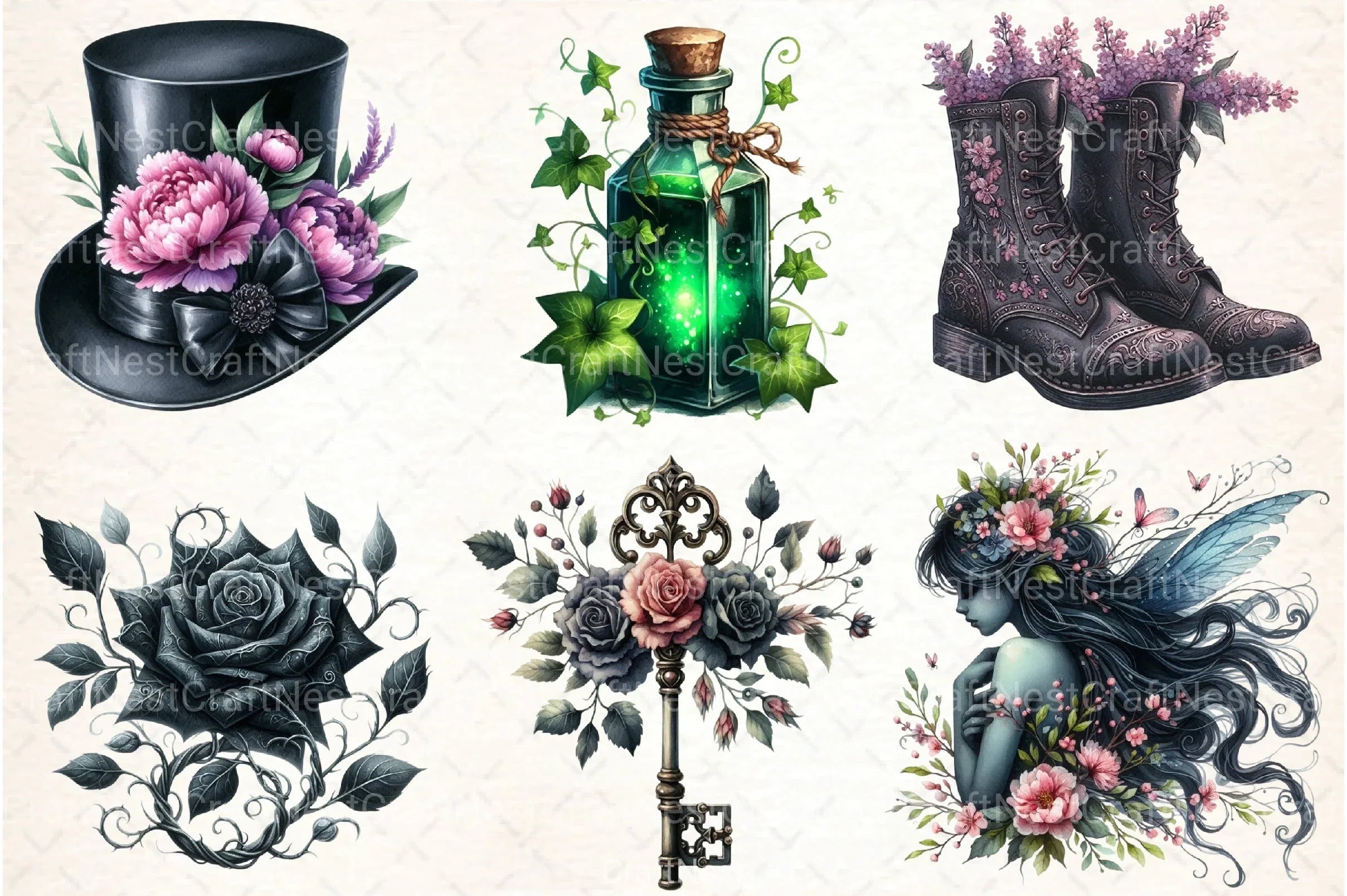 Gothic Spring Clipart Bundle 33 - CraftNest - Digital Crafting and Art