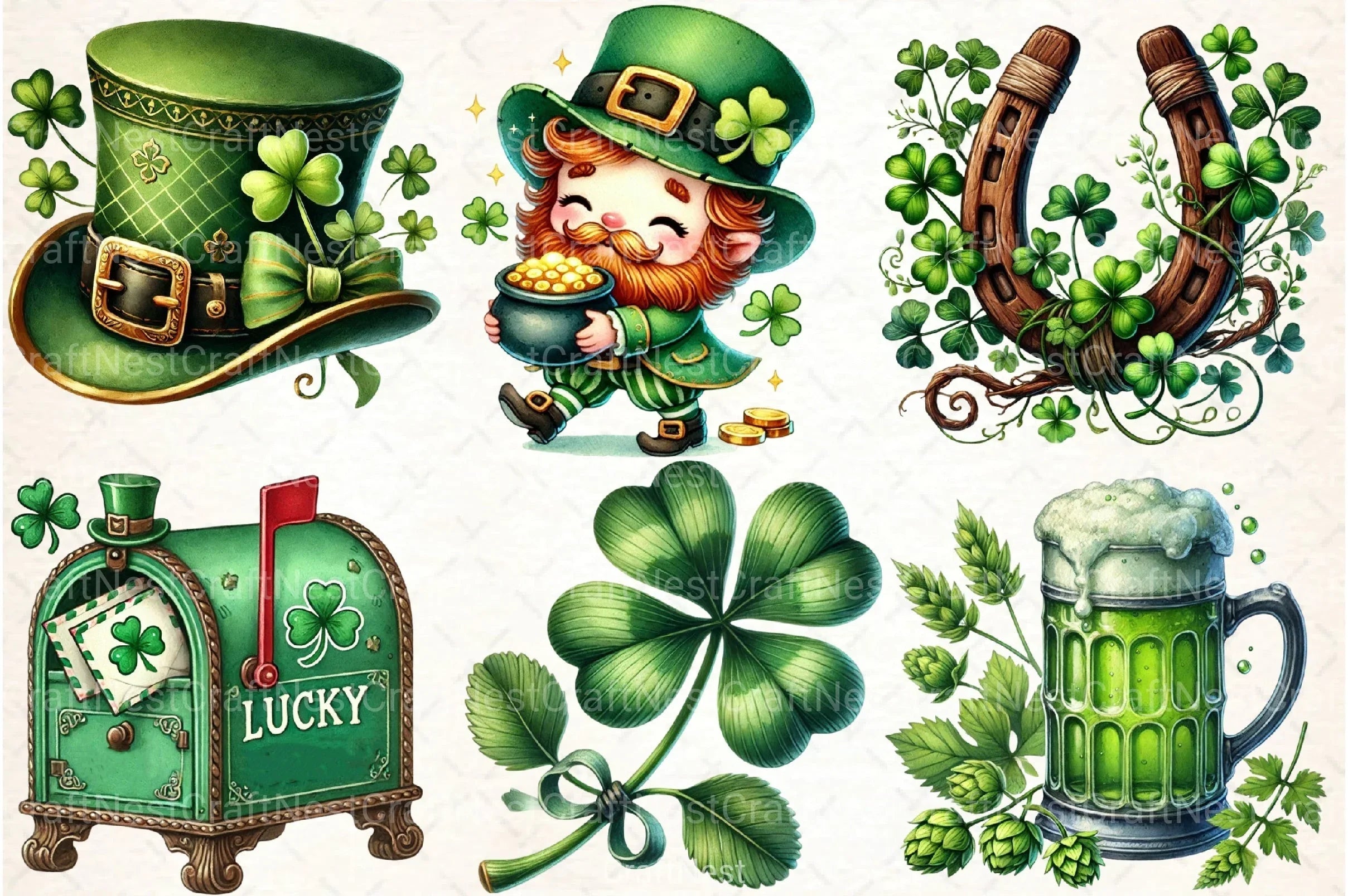 Retro St. Patrick's Day Clipart Bundle 2 - CraftNest - Digital Crafting and Art