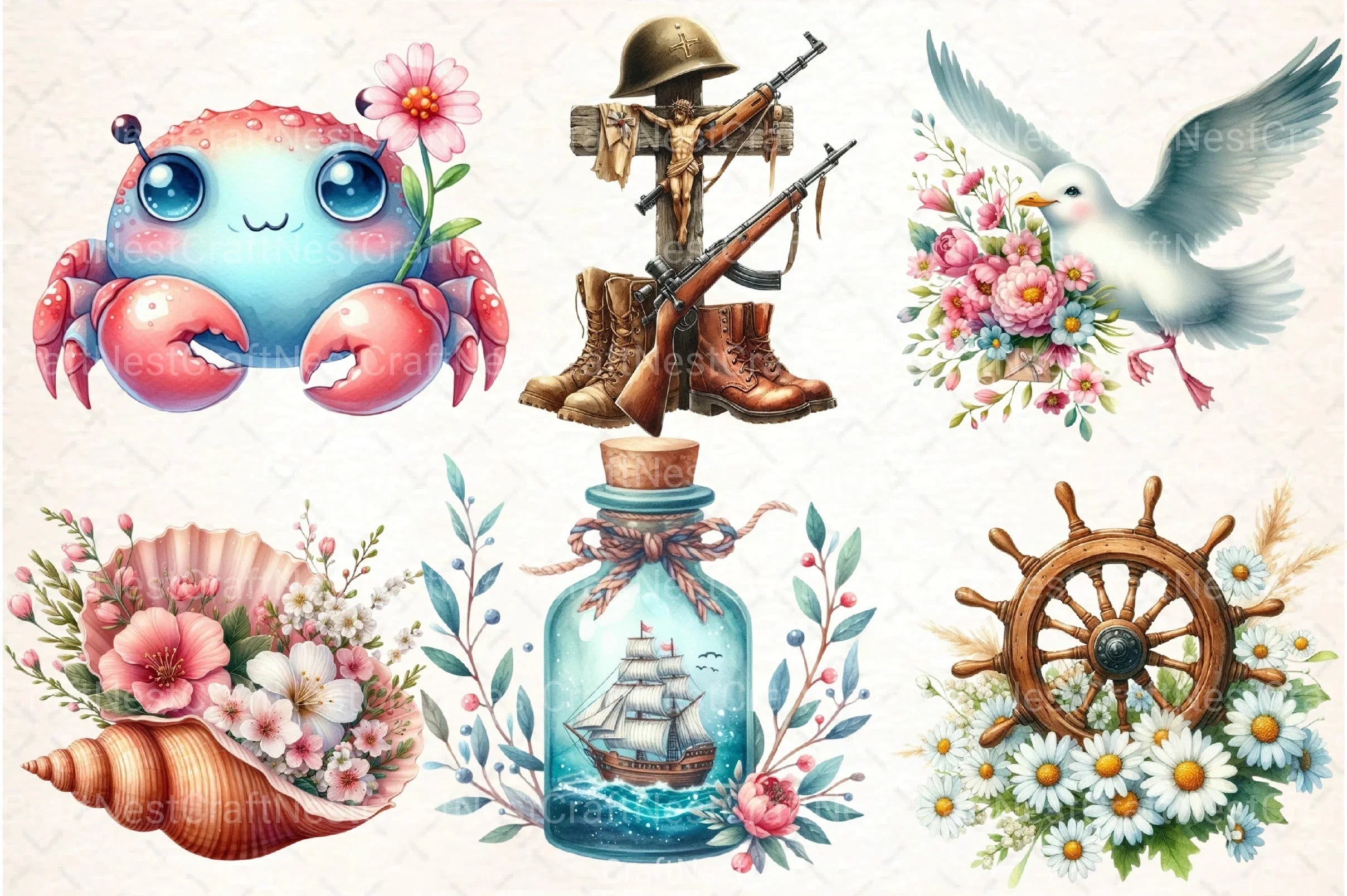 Nautical Spring Clipart Bundle - CraftNest - Digital Crafting and Art