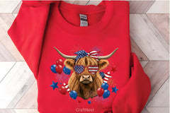Patriotic Highland Cow Clipart Bundle 4 - CraftNest - Digital Crafting and Art