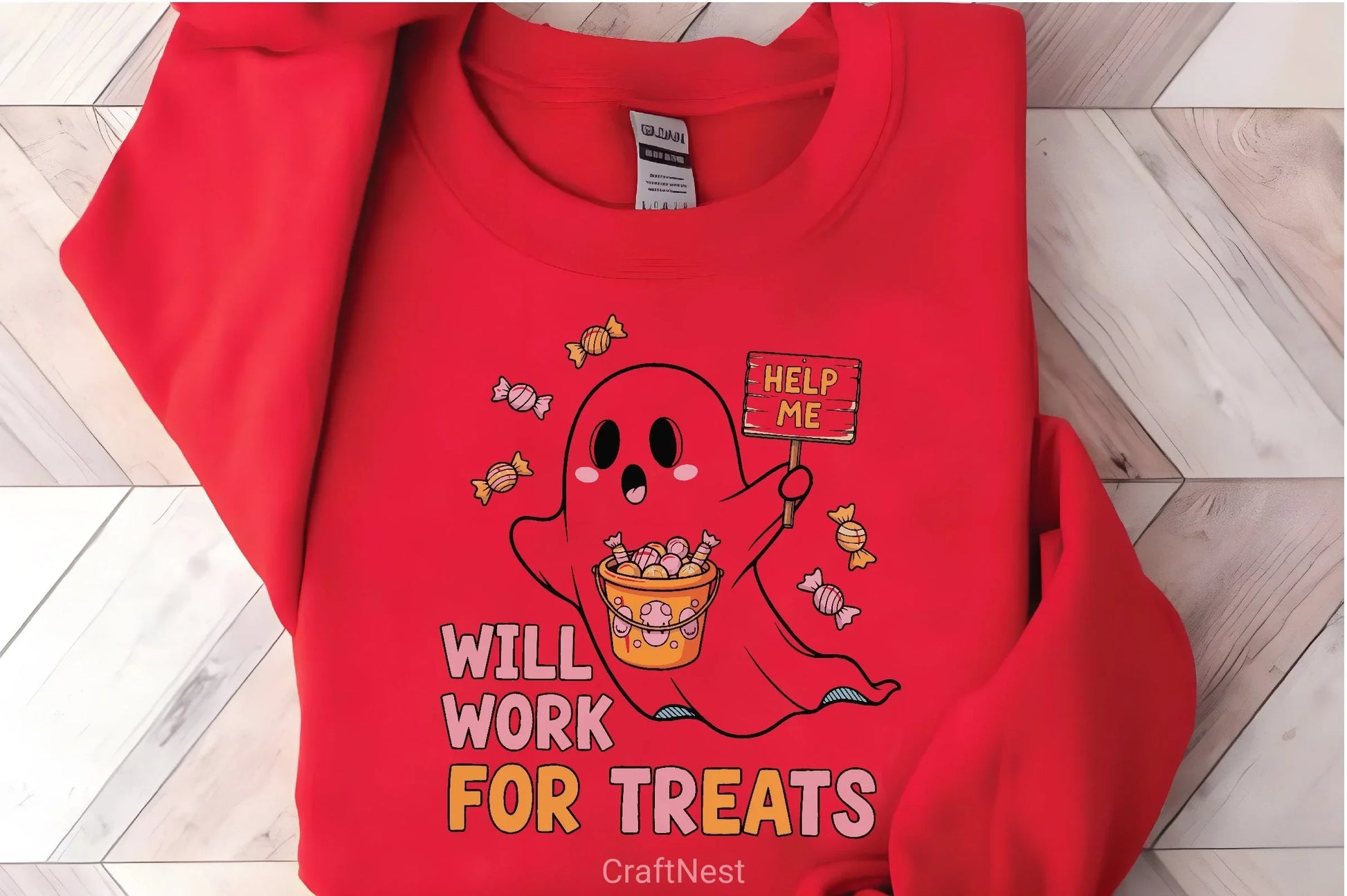 Will Work For Treats Ghost Tee Bundle - CraftNest - Digital Crafting and Art