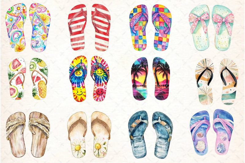 Retro Summer Flip Flops Clipart Bundle 77 - CraftNest - Digital Crafting and Art