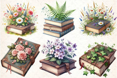 Pretty Floral Books Clipart Bundle - CraftNest - Digital Crafting and Art