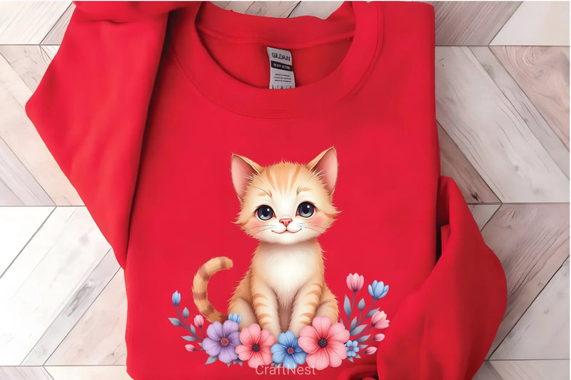 Floral Cat Clipart Bundle - CraftNest - Digital Crafting and Art