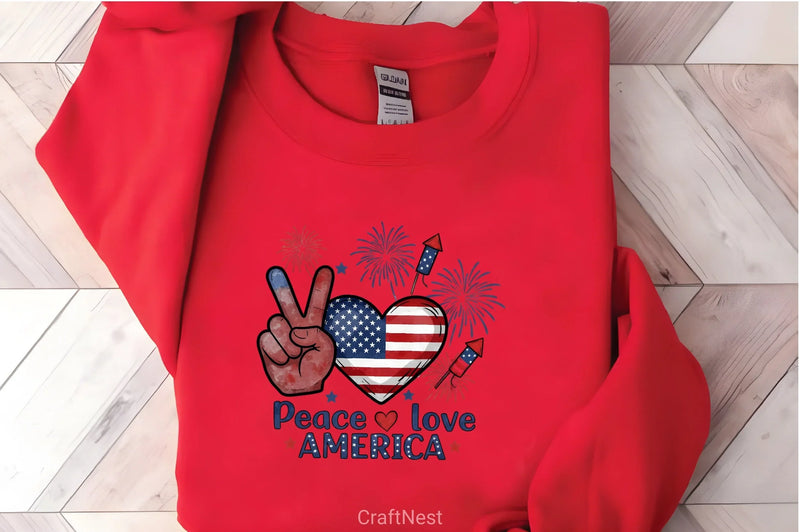 4th of July Peace Love Clipart Bundle - CraftNest - Digital Crafting and Art