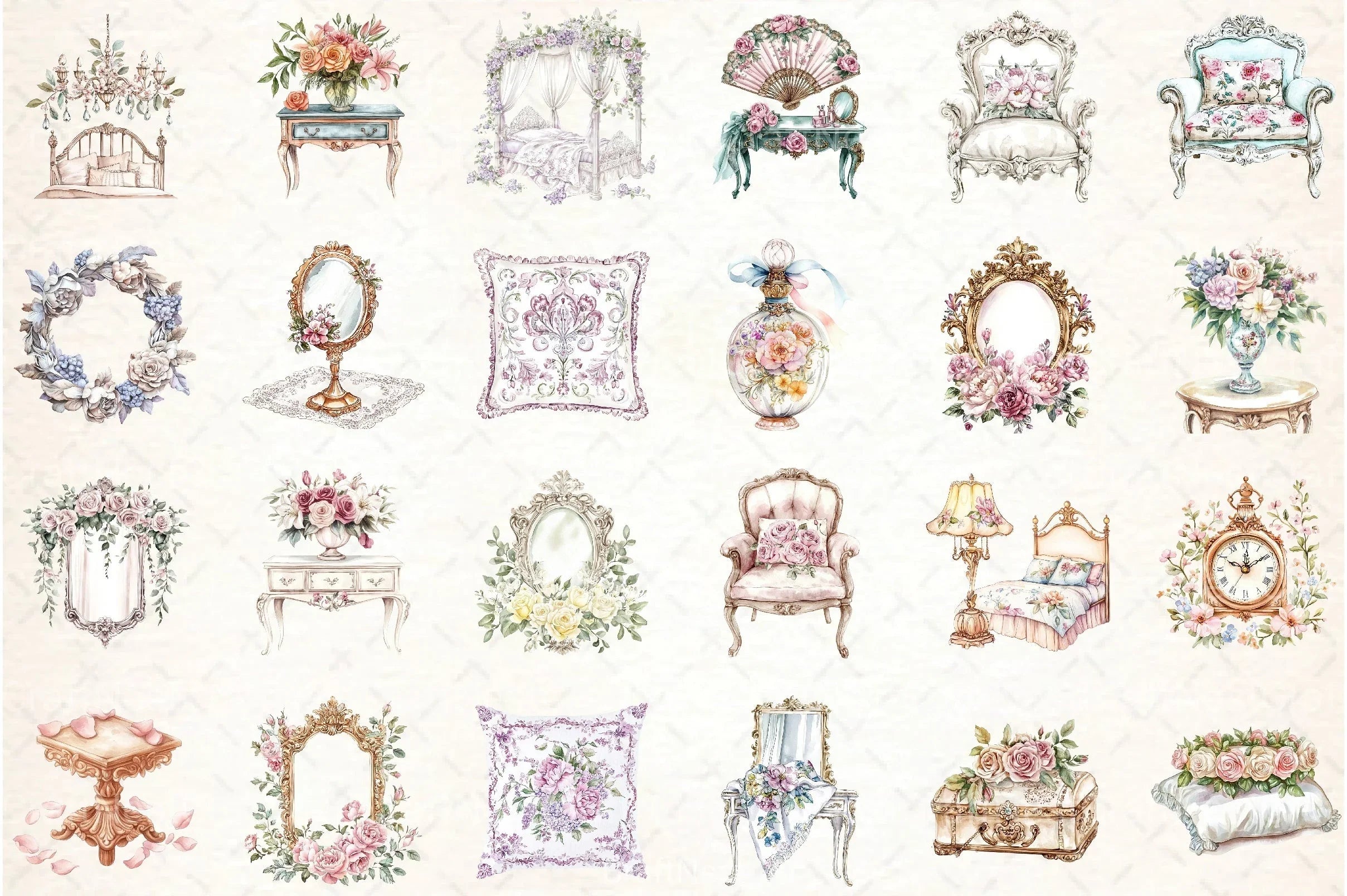 Rococo Florals Clipart Bundle - CraftNest - Digital Crafting and Art