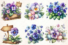 Spring Viola Flowers Clipart Bundle - CraftNest - Digital Crafting and Art