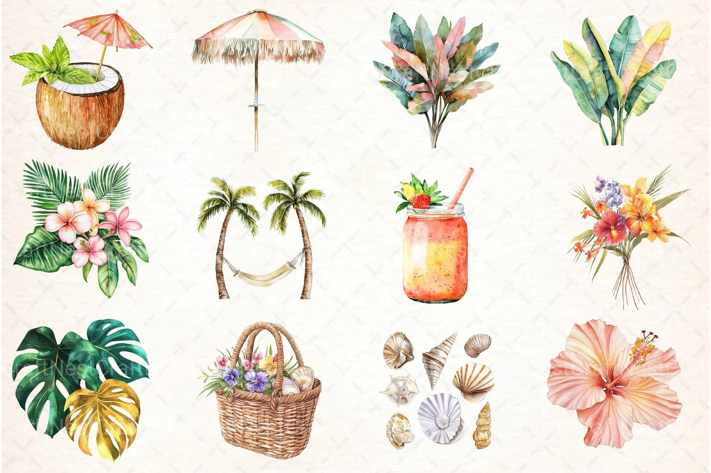 Tropical Summer Aesthetic Clipart Bundle 2 - CraftNest - Digital Crafting and Art