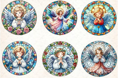 Round Angel Stained Glass Clipart Bundle - CraftNest - Digital Crafting and Art