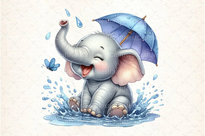 Spring Elephant Baby Clipart Bundle 1 - CraftNest - Digital Crafting and Art