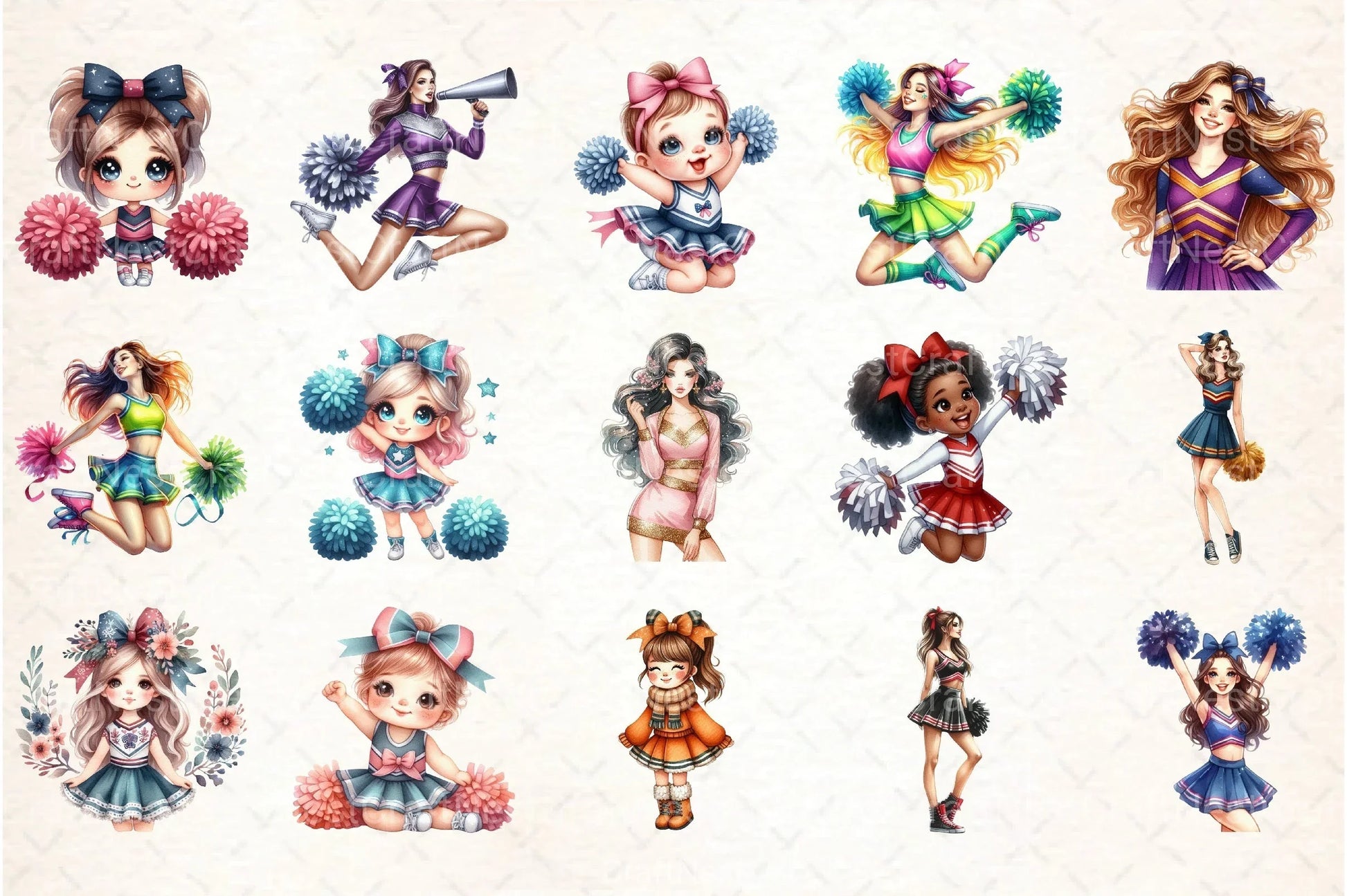 Cute Cheerleader Clipart Bundle 2 - CraftNest - Digital Crafting and Art