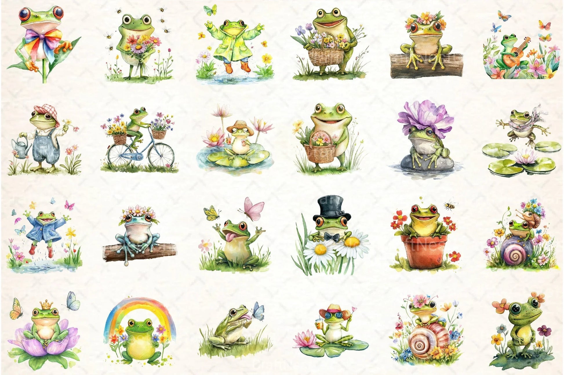 Spring Funny Frog Clipart Bundle 99 - CraftNest - Digital Crafting and Art