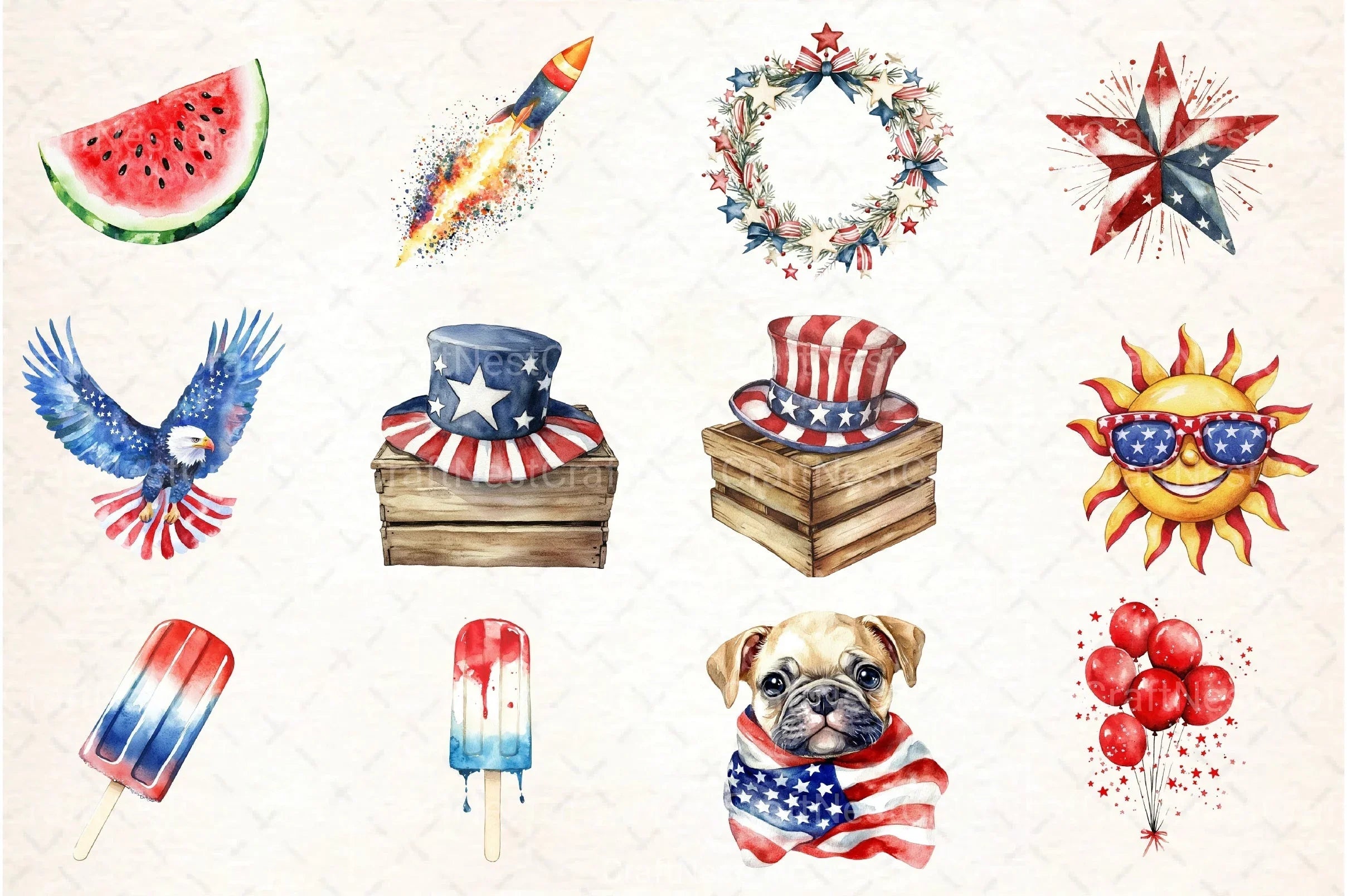 4th of July Clipart Bundle 1234 - CraftNest - Digital Crafting and Art