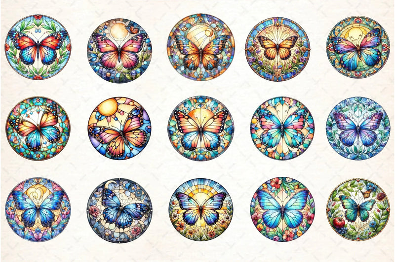 Stained Glass Butterfly Summer Clipart Bundle - CraftNest - Digital Crafting and Art