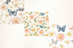 Pastel Daisy Flowers & Butterflies Pattern Clipart Bundle - CraftNest - Digital Crafting and Art