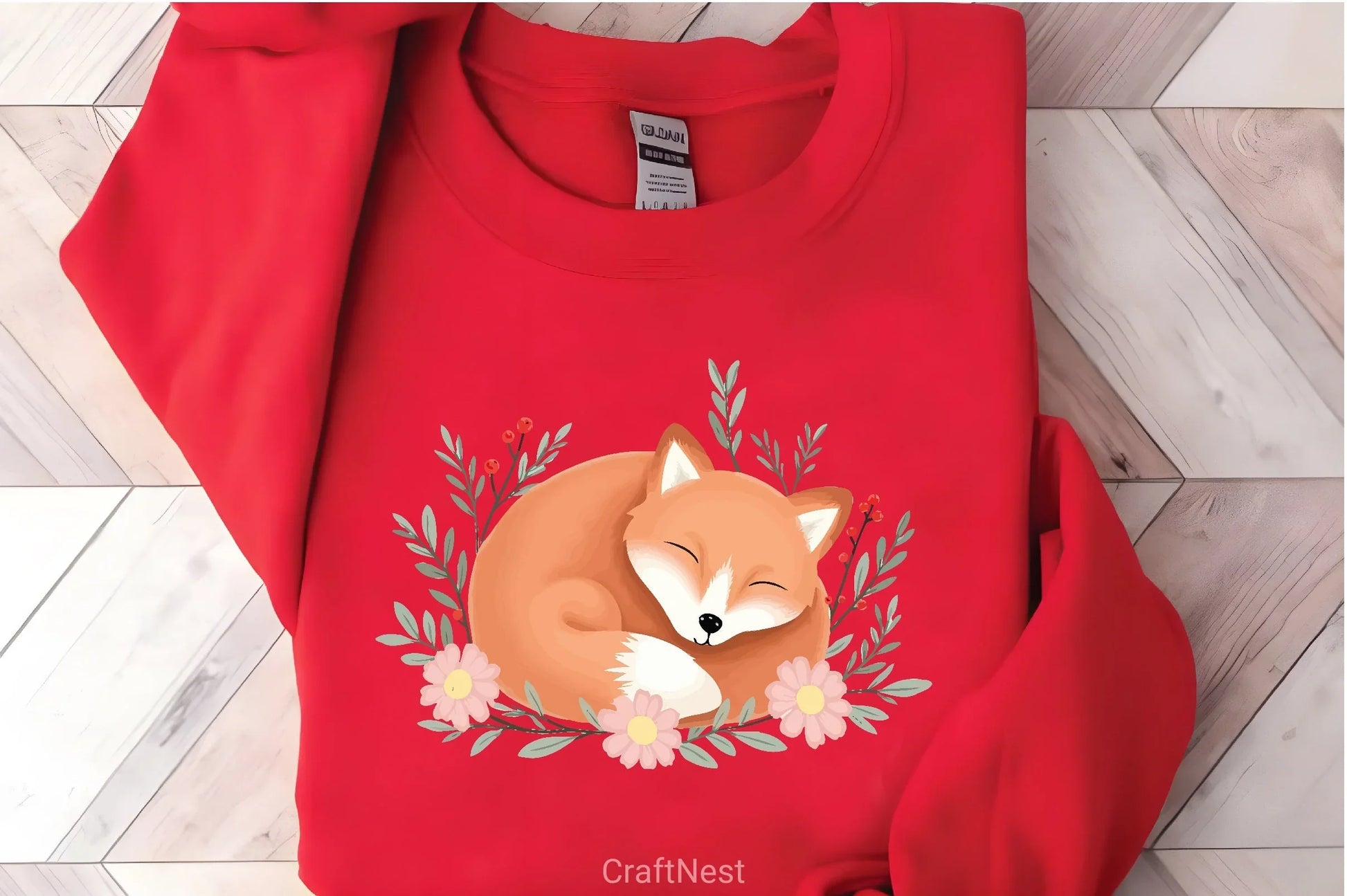 Sleeping Fox with Flowers Clipart Bundle - CraftNest - Digital Crafting and Art