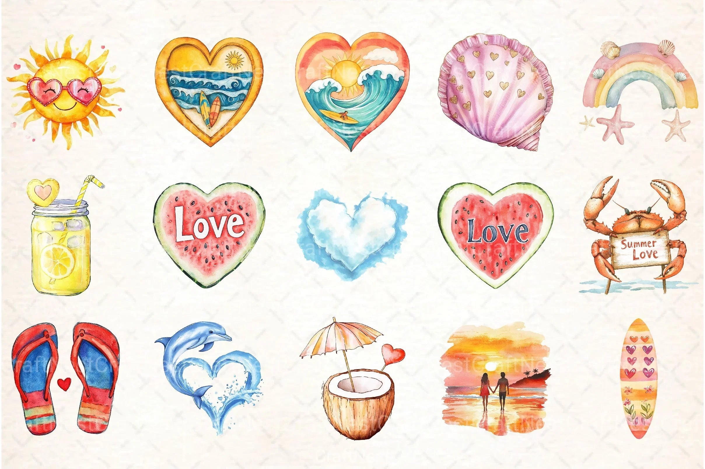 Love Summer Clipart Bundle 990 - CraftNest - Digital Crafting and Art