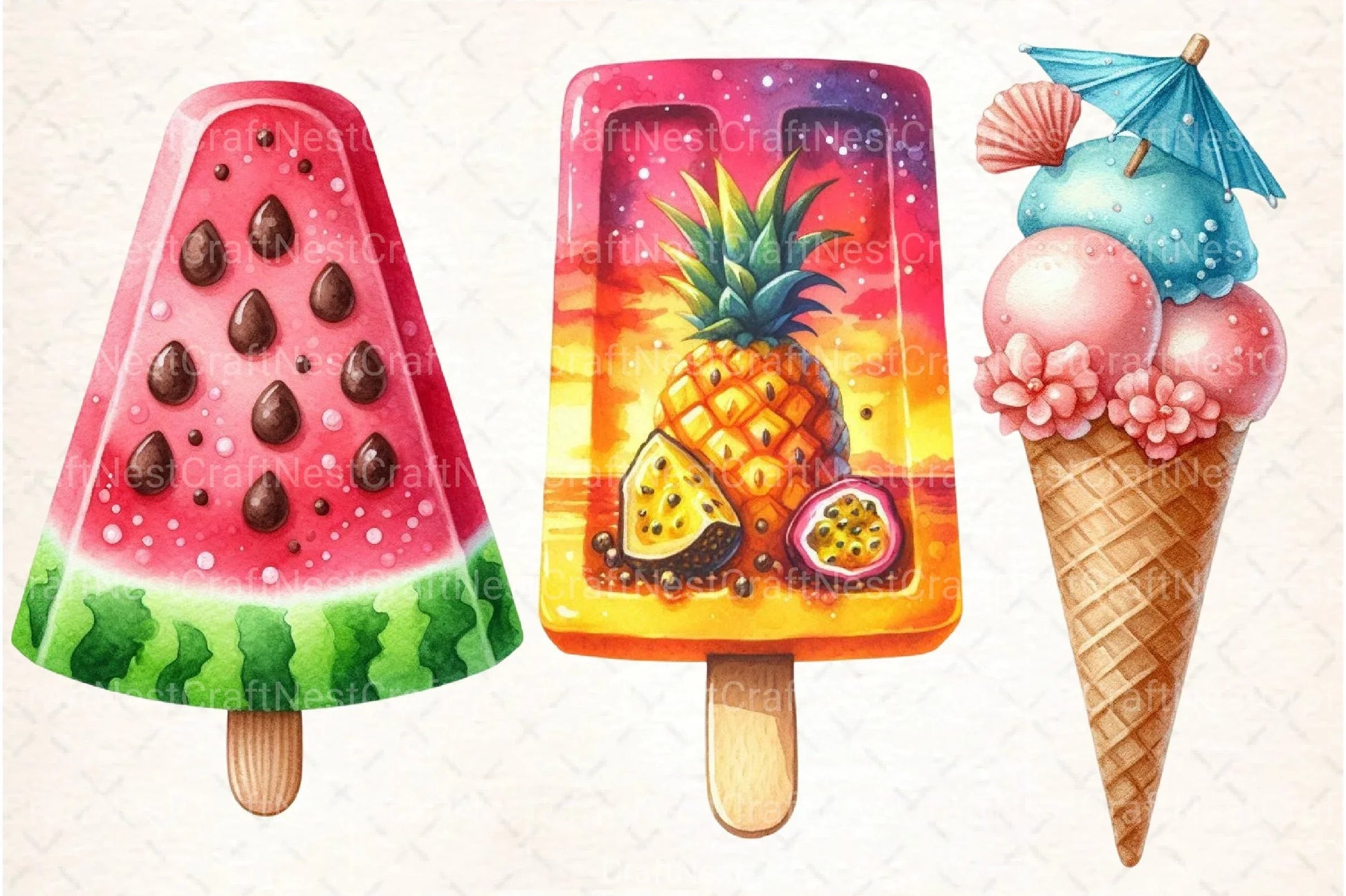Summer Ice Cream Clipart Bundle 9 - CraftNest - Digital Crafting and Art