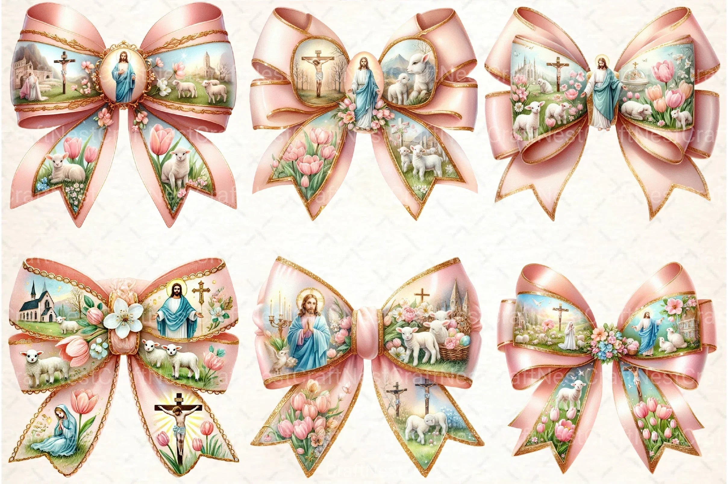 Easter Coquette Bow Clipart Bundle 2 - CraftNest - Digital Crafting and Art