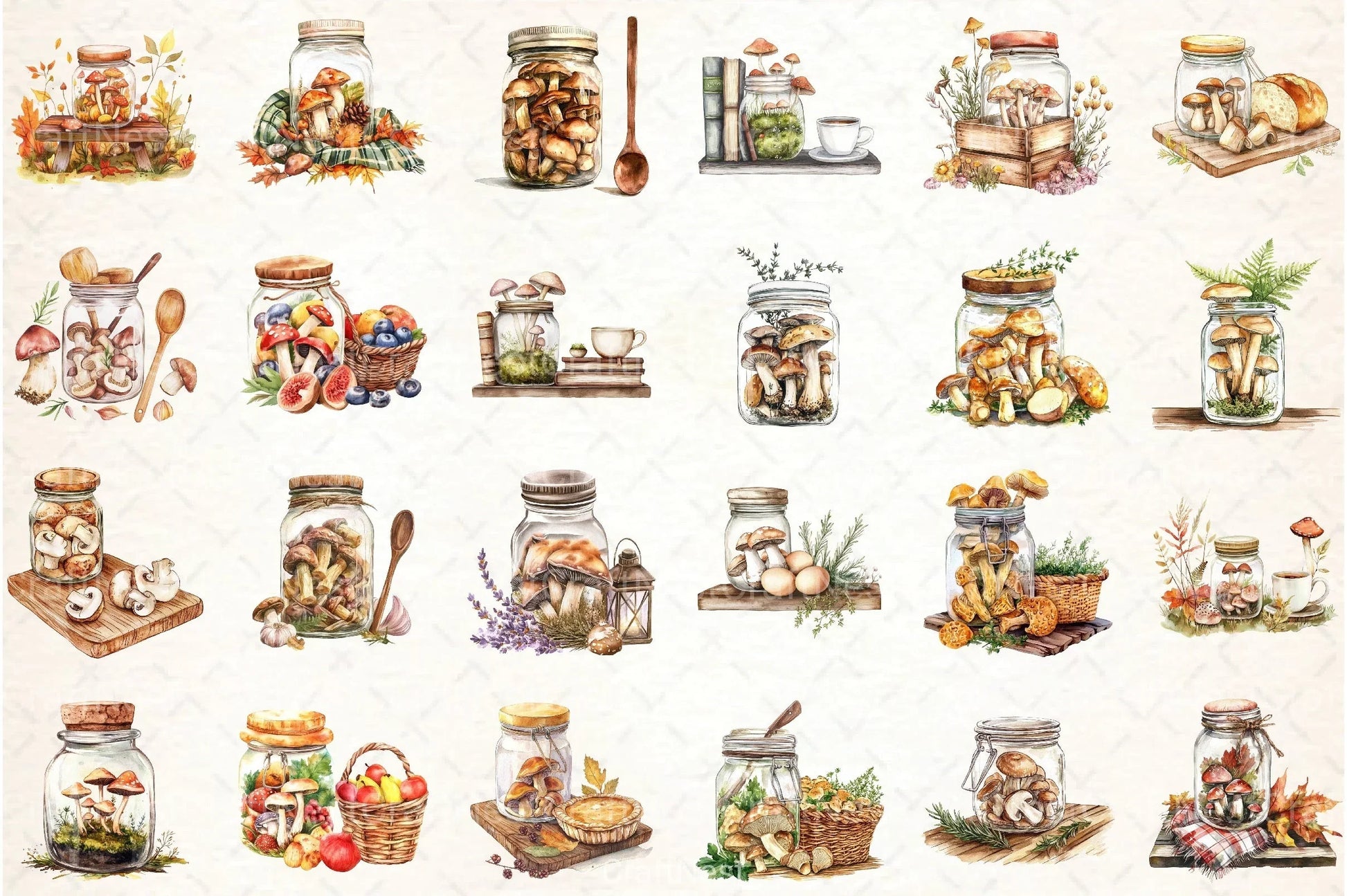 Mushroom Jar Clipart Bundle - CraftNest - Digital Crafting and Art