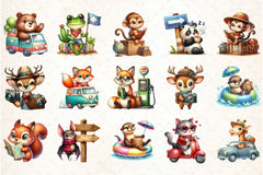Animals Road Trip Clipart Bundle 1 - CraftNest - Digital Crafting and Art