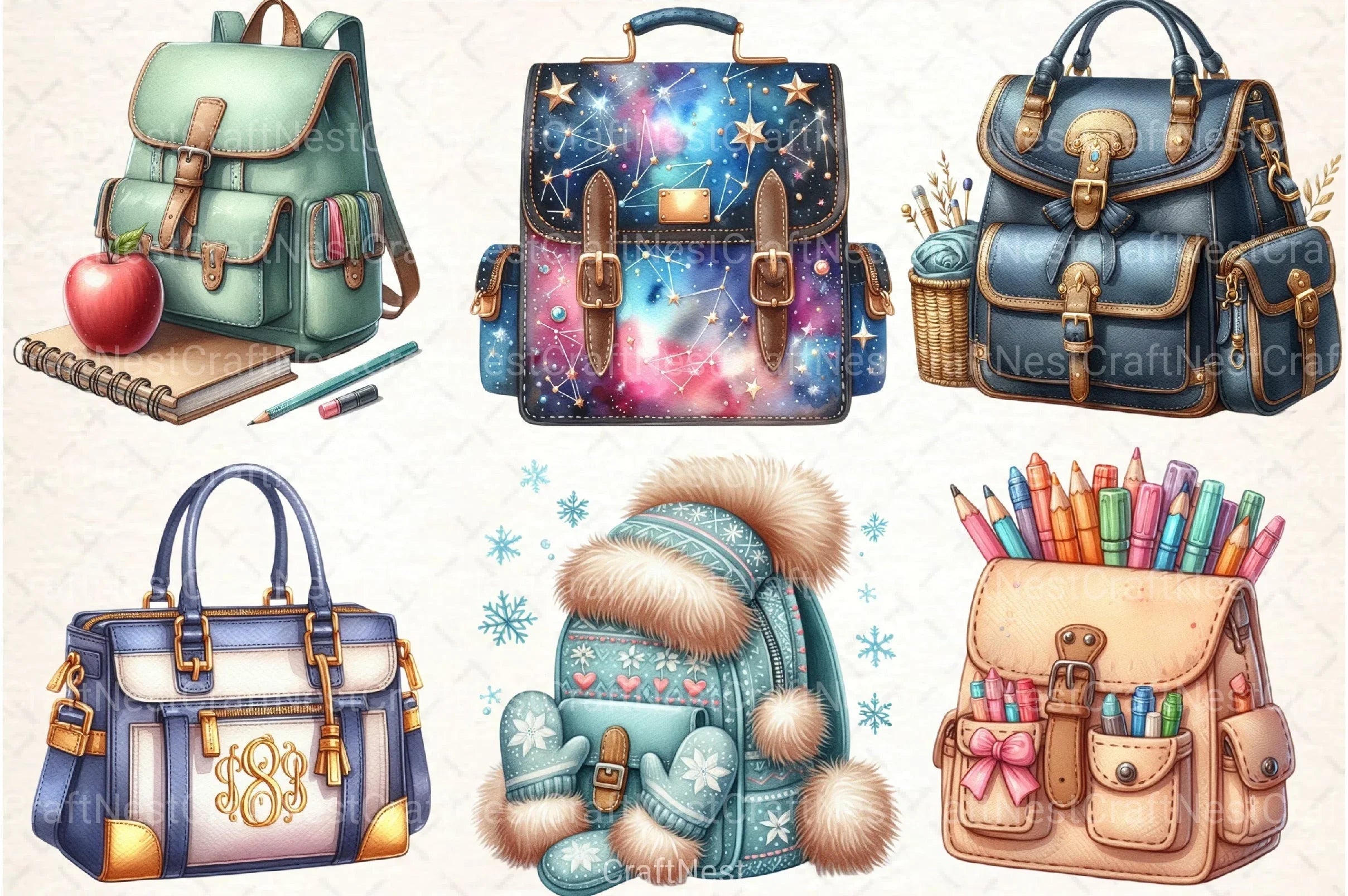Back to School Lady Bag Clipart Bundle - CraftNest - Digital Crafting and Art
