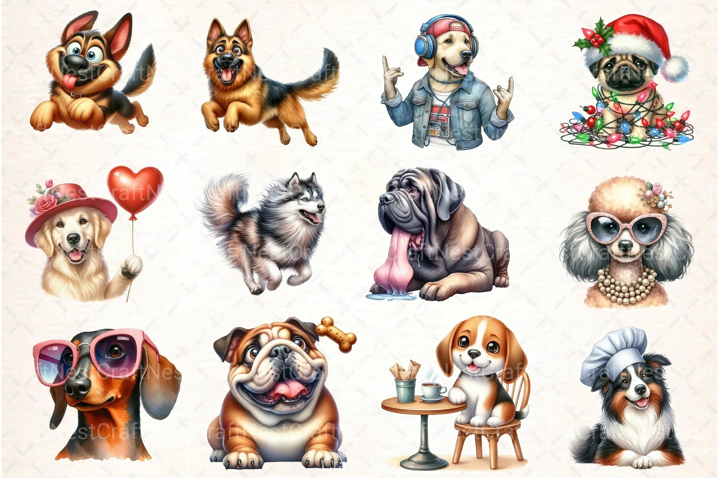Quirky Funny Dog Clipart Bundle 8 - CraftNest - Digital Crafting and Art