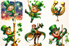 Green Leprechaun Dancing Pole Clipart Bundle - CraftNest - Digital Crafting and Art