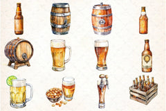 Vintage Summer Beer Clipart Bundle 2 - CraftNest - Digital Crafting and Art