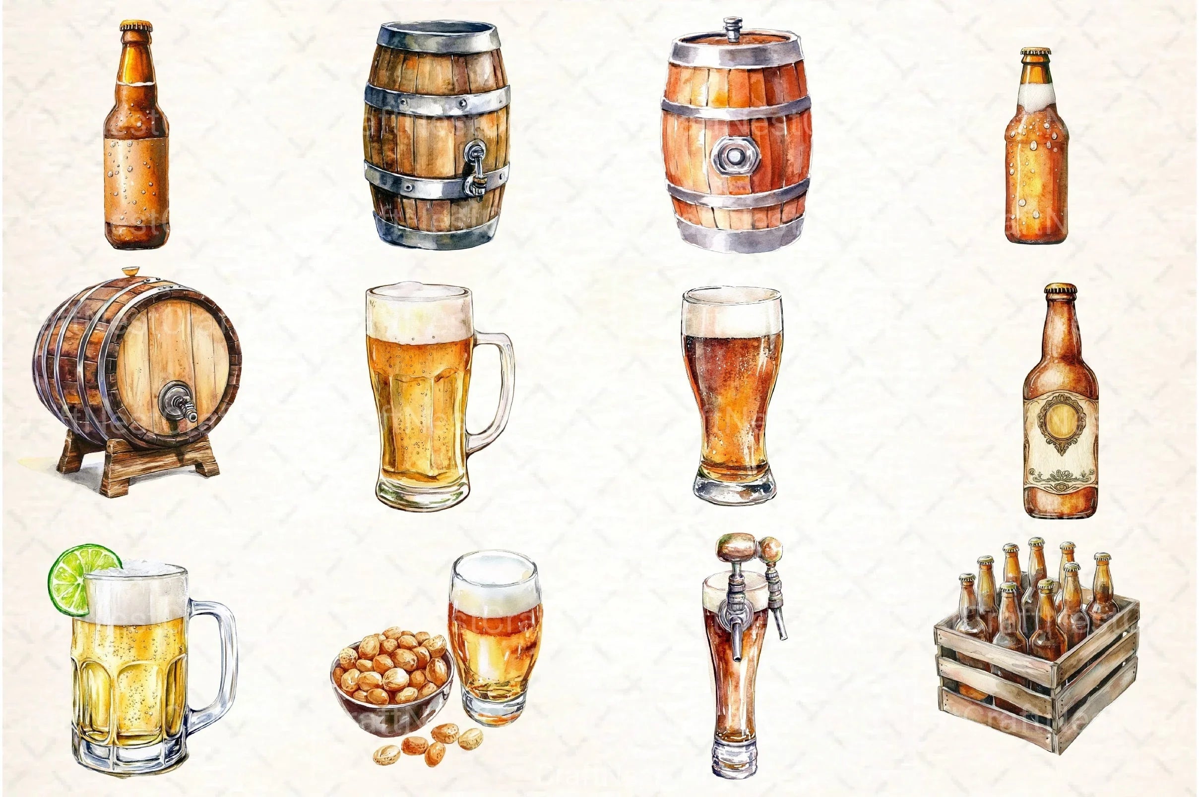 Vintage Summer Beer Clipart Bundle 2 - CraftNest - Digital Crafting and Art