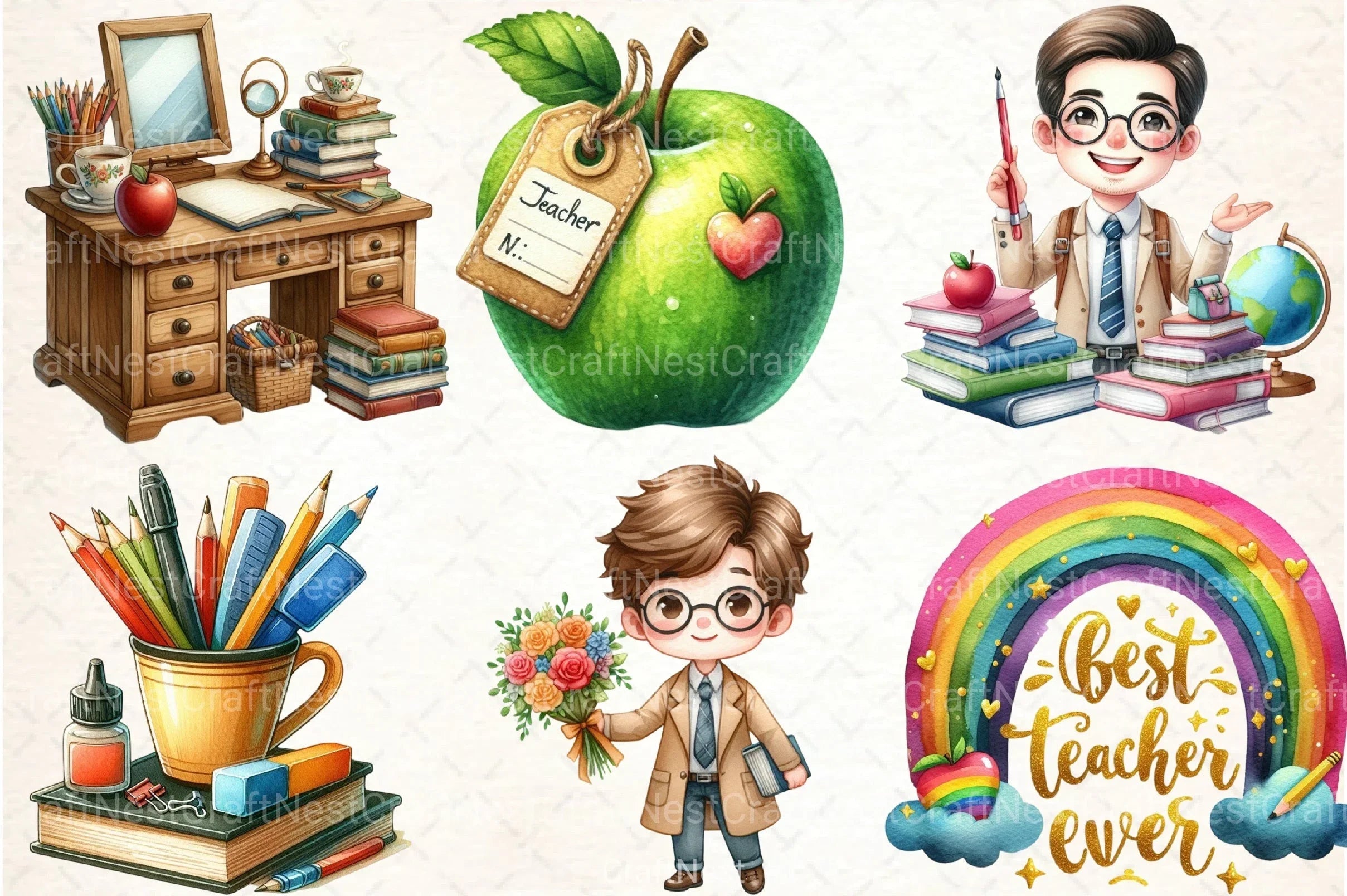 Best Teacher Ever Clipart Bundle - CraftNest - Digital Crafting and Art
