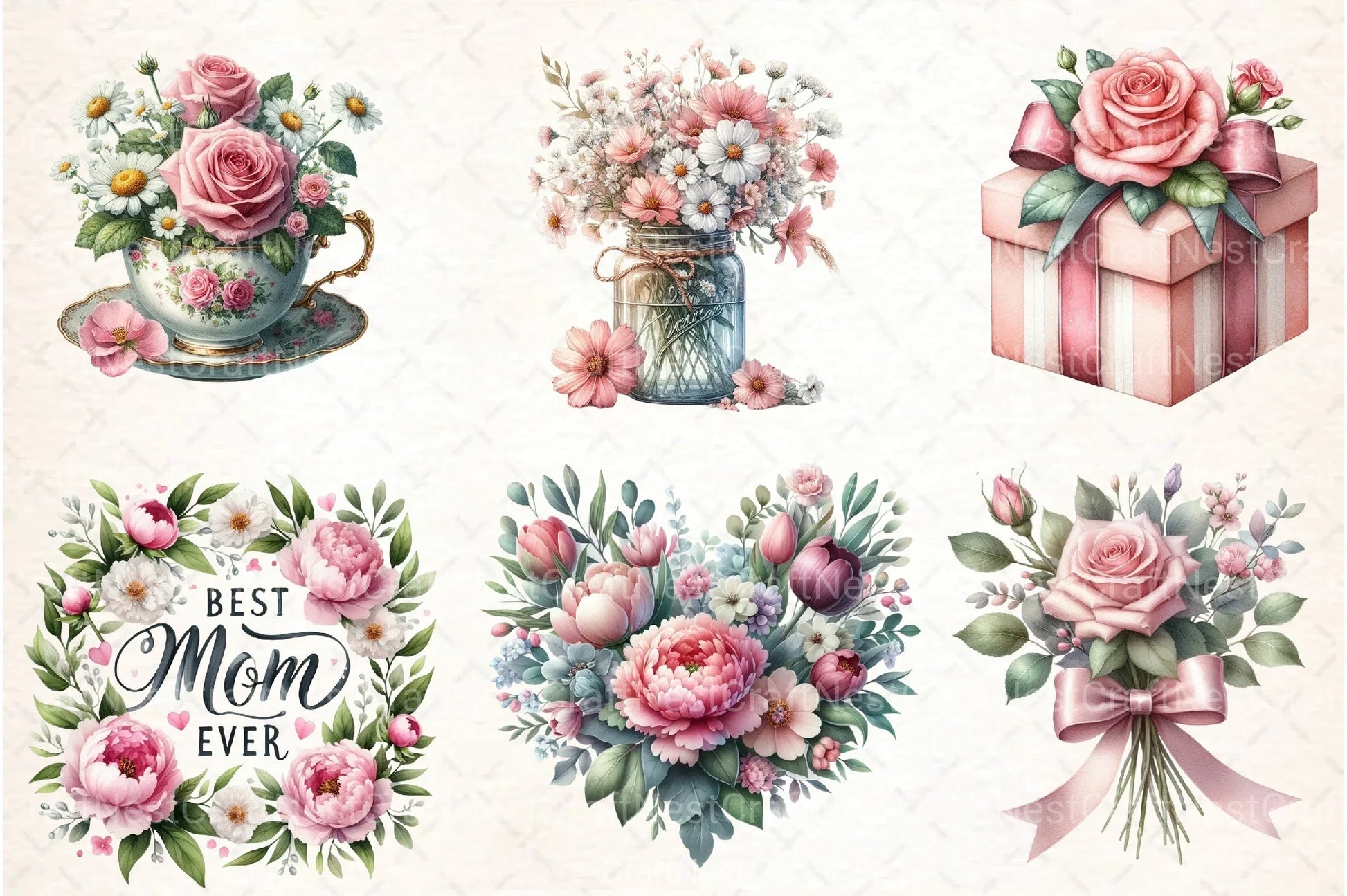 Floral Mother's Day Clipart Bundle 4 - CraftNest - Digital Crafting and Art