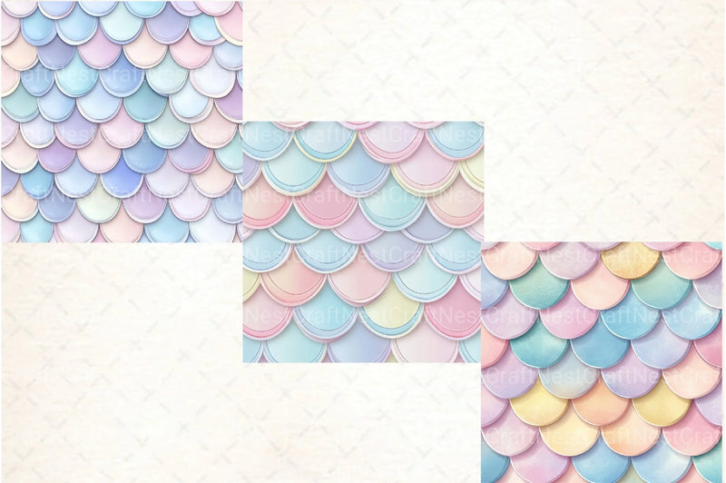 Seamless Pastel Mermaid Scales Pattern Digital Paper - CraftNest - Digital Crafting and Art