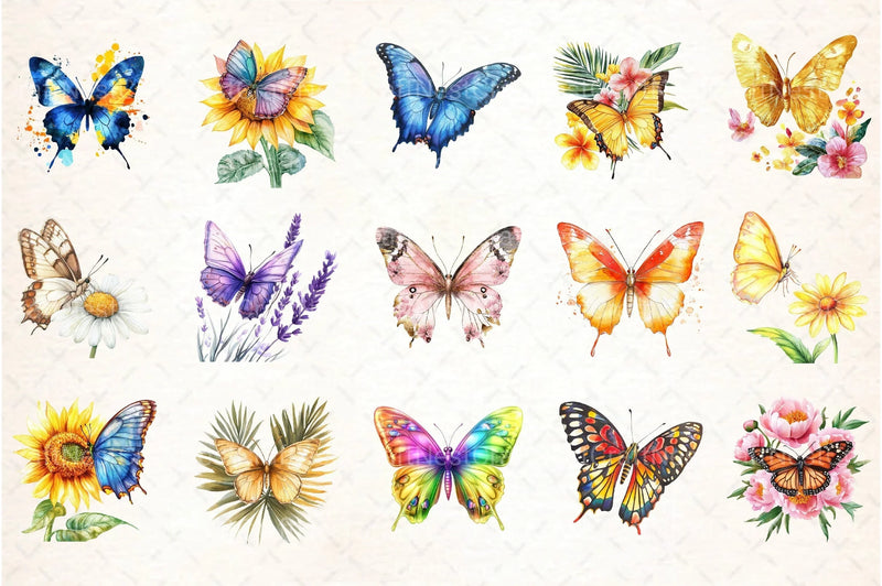 Summer Colorful Butterfly Clipart Bundle - CraftNest - Digital Crafting and Art