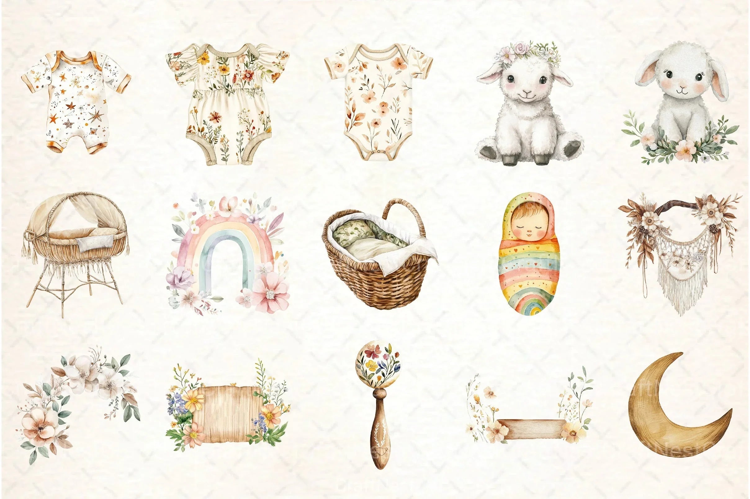 Baby Boho Clipart Bundle - CraftNest - Digital Crafting and Art