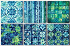Boho Blue Green Patterns Clipart Bundle - CraftNest - Digital Crafting and Art