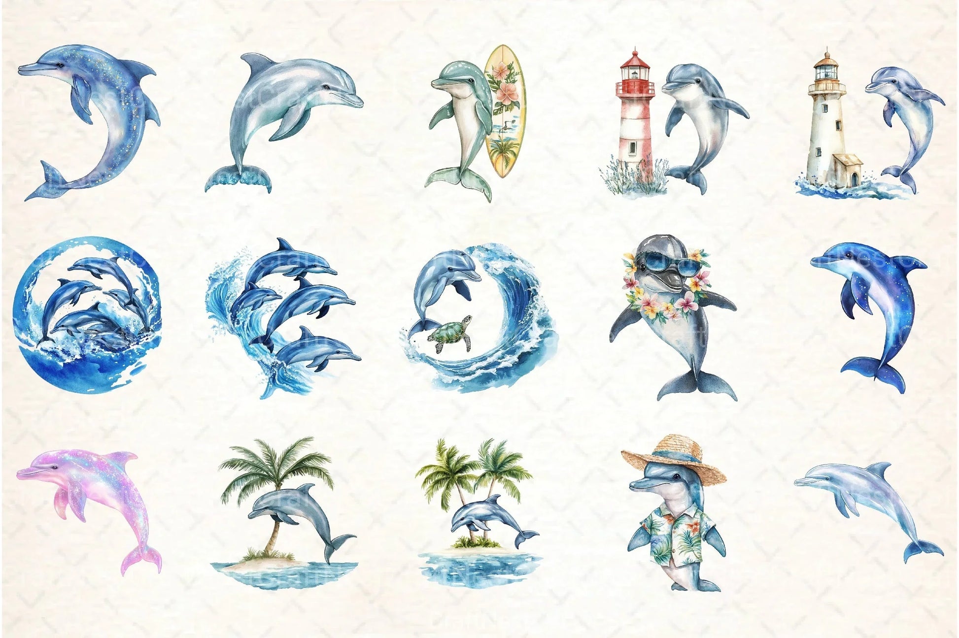 Summer Dolphin Clipart Bundle - CraftNest - Digital Crafting and Art