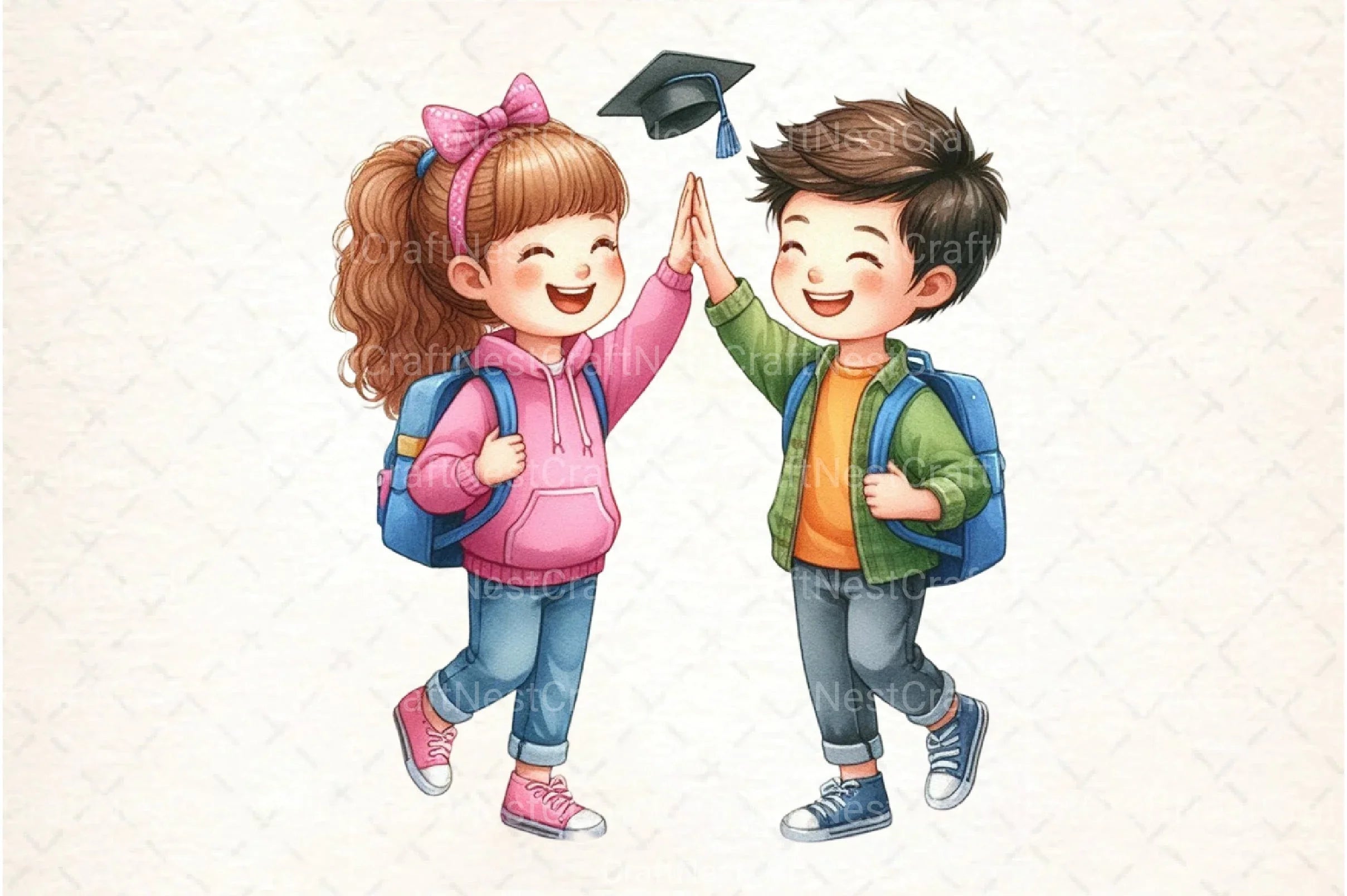 Children Student Boys & Girls Clipart Bundle - CraftNest - Digital Crafting and Art