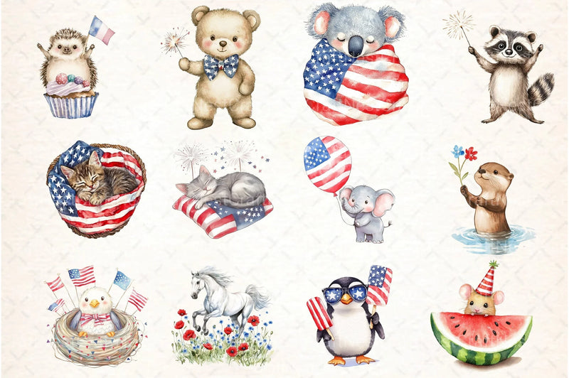 4th of July Animal Clipart Bundle - CraftNest - Digital Crafting and Art