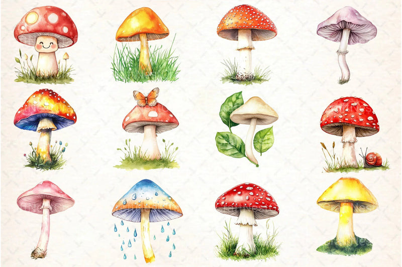Summer Mushroom Clipart Bundle 11 - CraftNest - Digital Crafting and Art