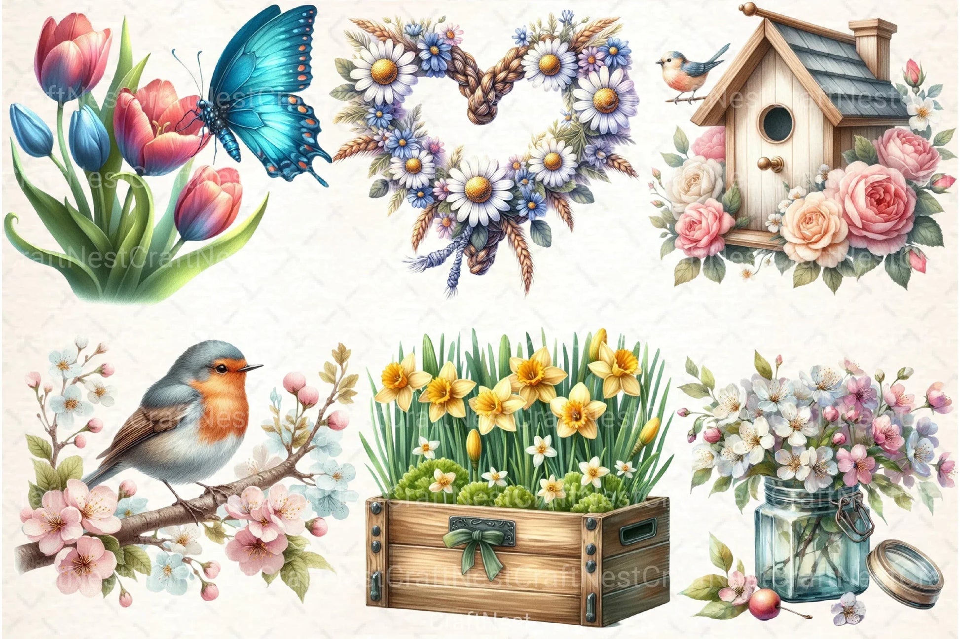 Spring Flower Garden Clipart Bundle 2 - CraftNest - Digital Crafting and Art