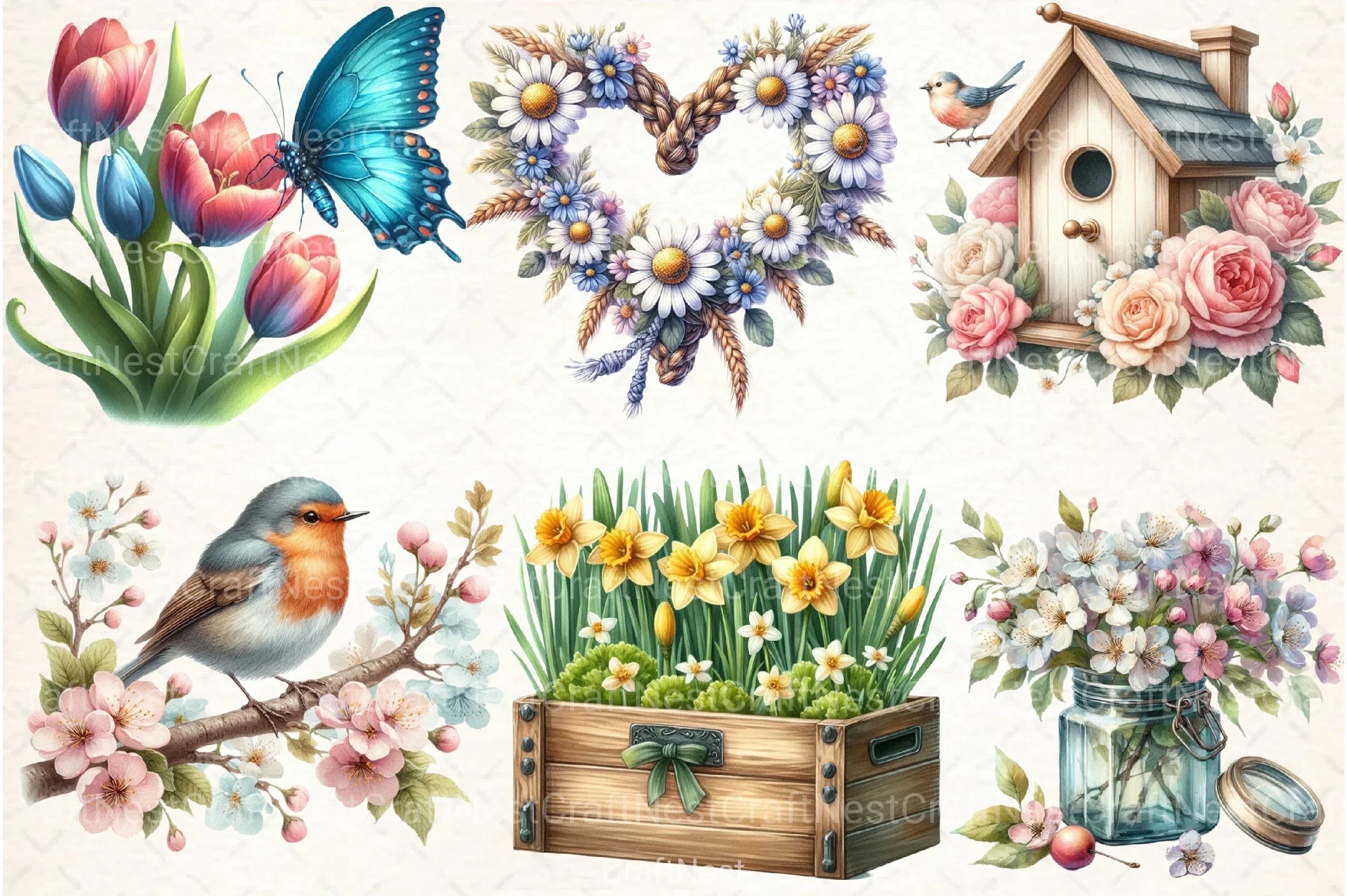 Spring Flower Garden Clipart Bundle 2 - CraftNest - Digital Crafting and Art