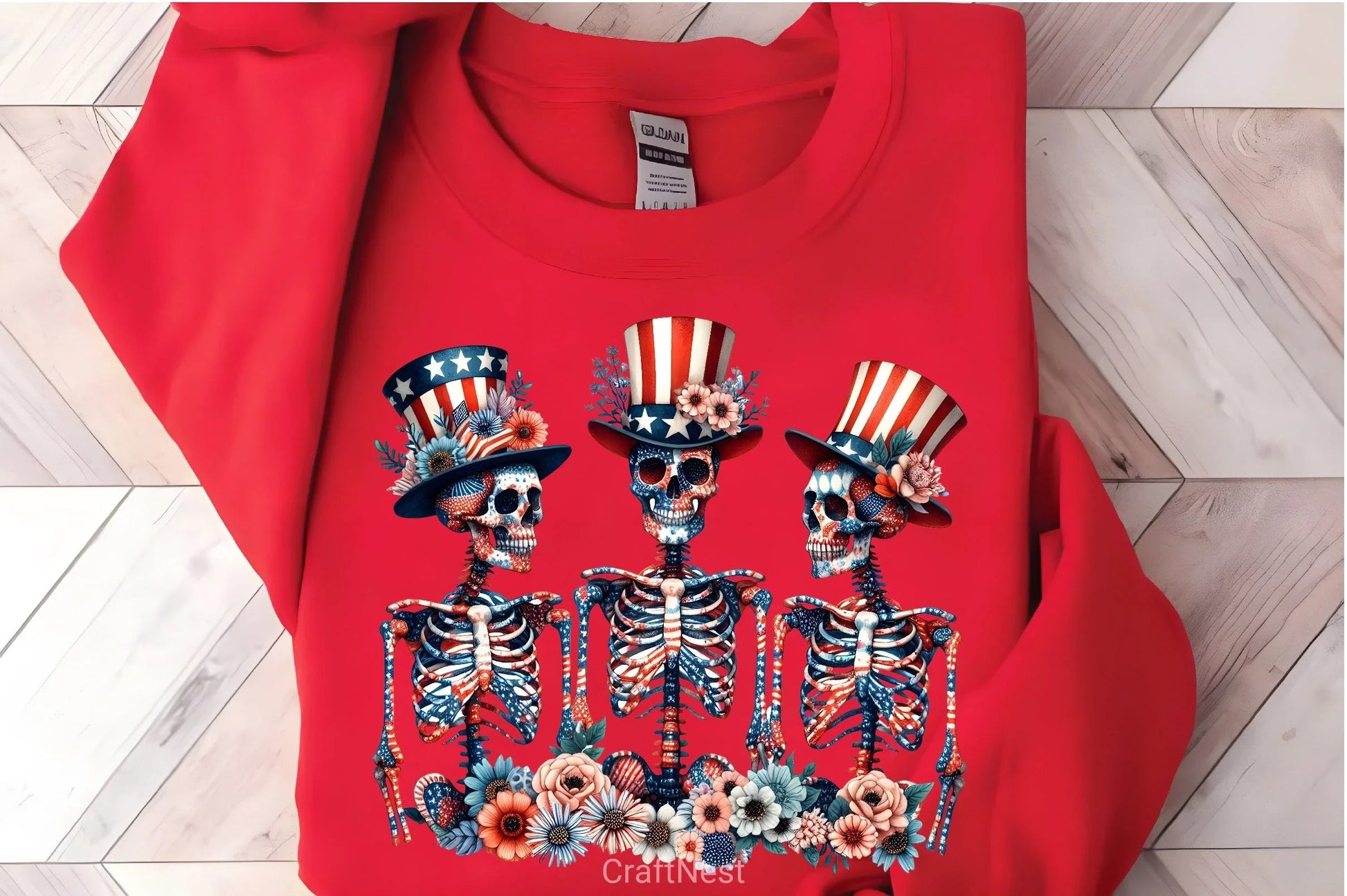 4th of July Skeleton Floral Clipart Bundle 3 - CraftNest - Digital Crafting and Art