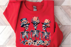4th of July Skeleton Floral Clipart Bundle 3 - CraftNest - Digital Crafting and Art