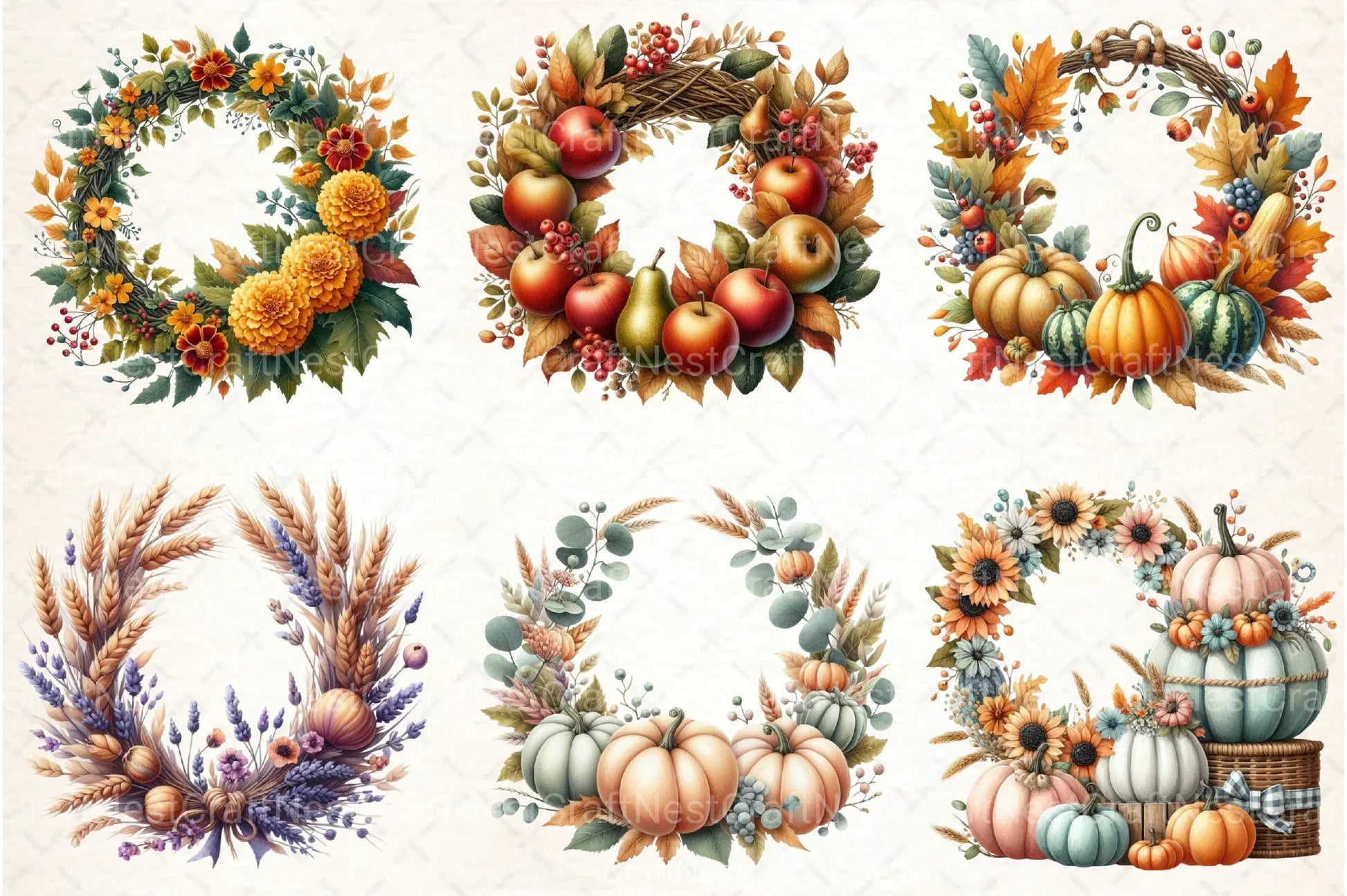 Fall Wreath Clipart Bundle - CraftNest - Digital Crafting and Art