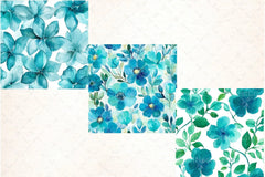 Navy Blue Yellow Cottage Flowers Pattern Clipart Bundle - CraftNest - Digital Crafting and Art